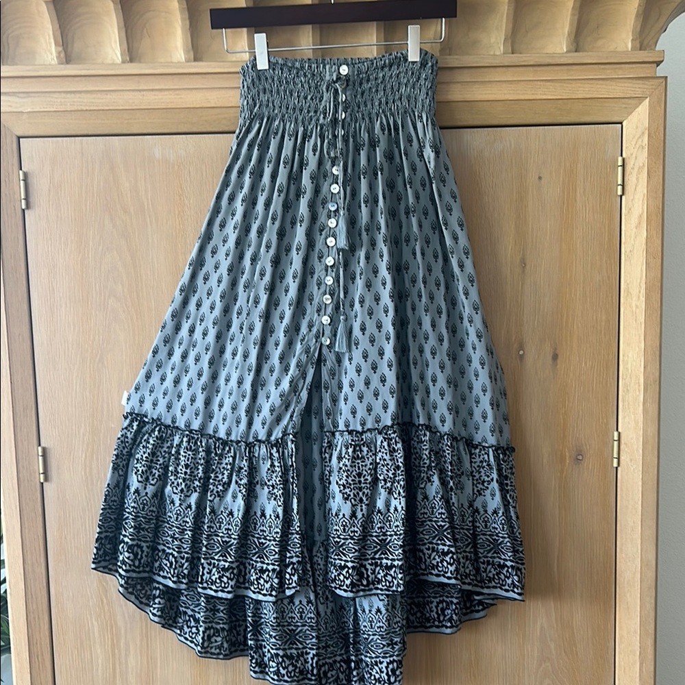 Black and Gray Boho style High-Low skirt